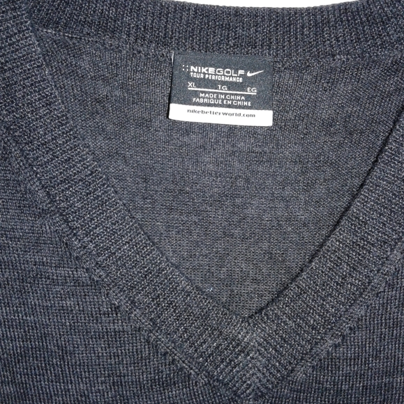 Nike Golf Sweater Men's XL Merino Wool V-Neck Pullover Tour Performance Gray - Picture 3 of 6